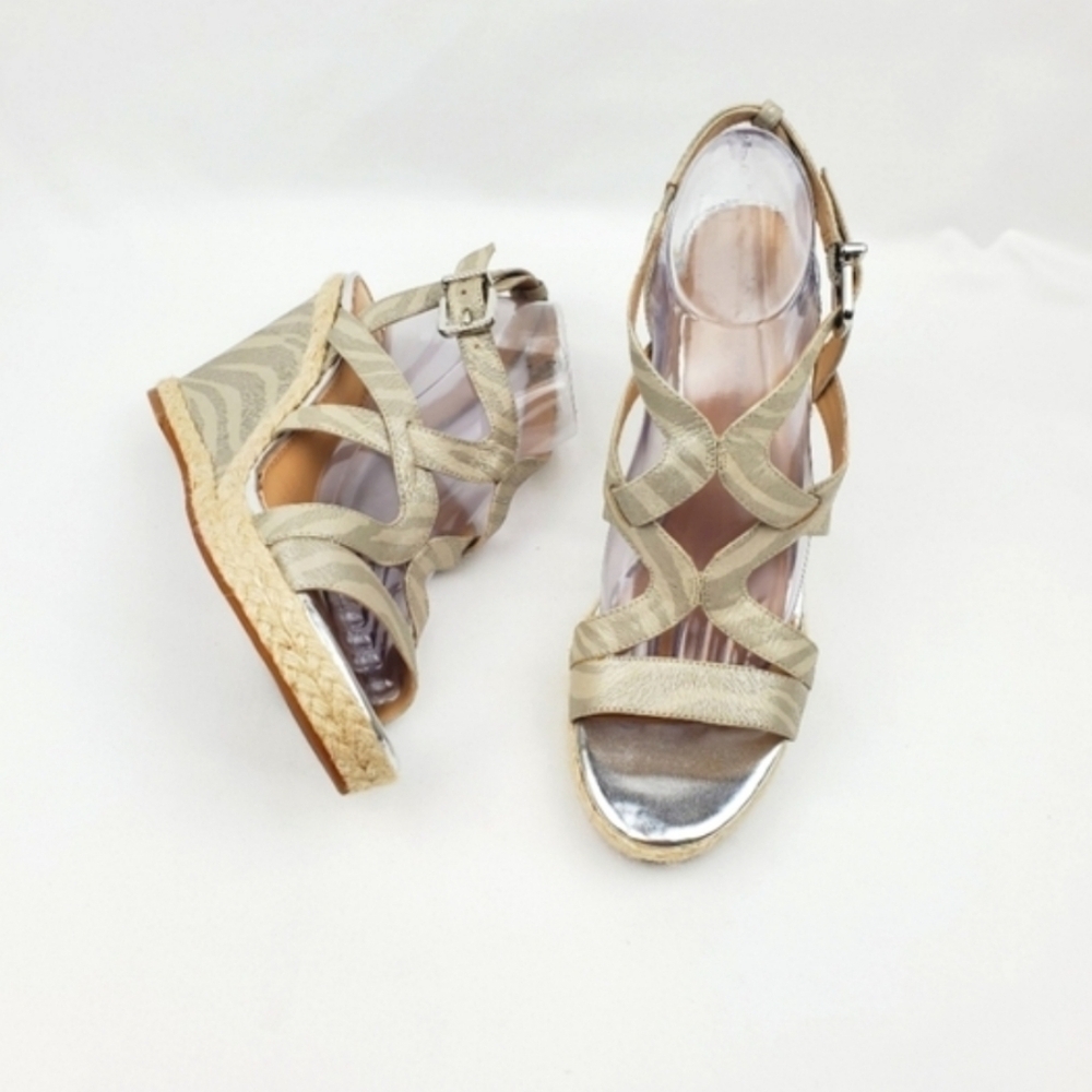 Antonio Melani leather caged wedge sandals size 10M